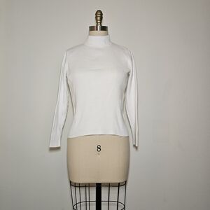 Karen Scott White Long Sleeve Ribbed Top